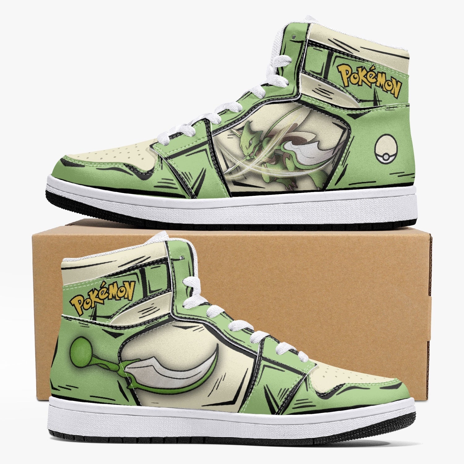 Scyther Pokemon Mid 1 Basketball Shoes