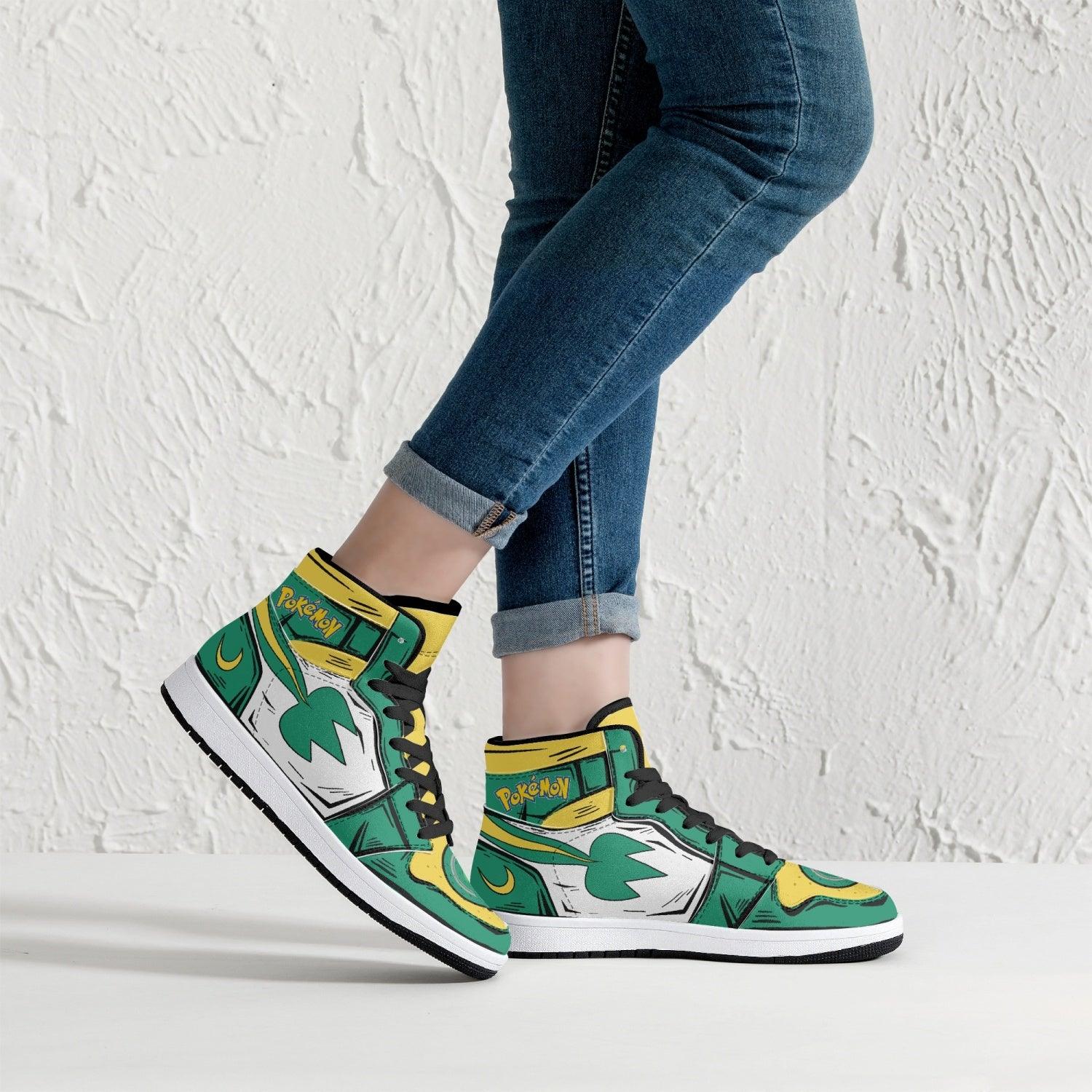 Snivy Pokemon Mid 1 Basketball Shoes