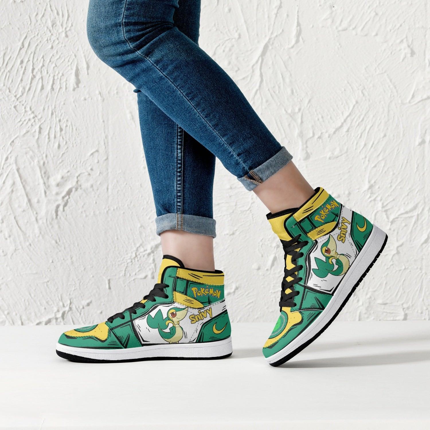 Snivy Pokemon Mid 1 Basketball Shoes