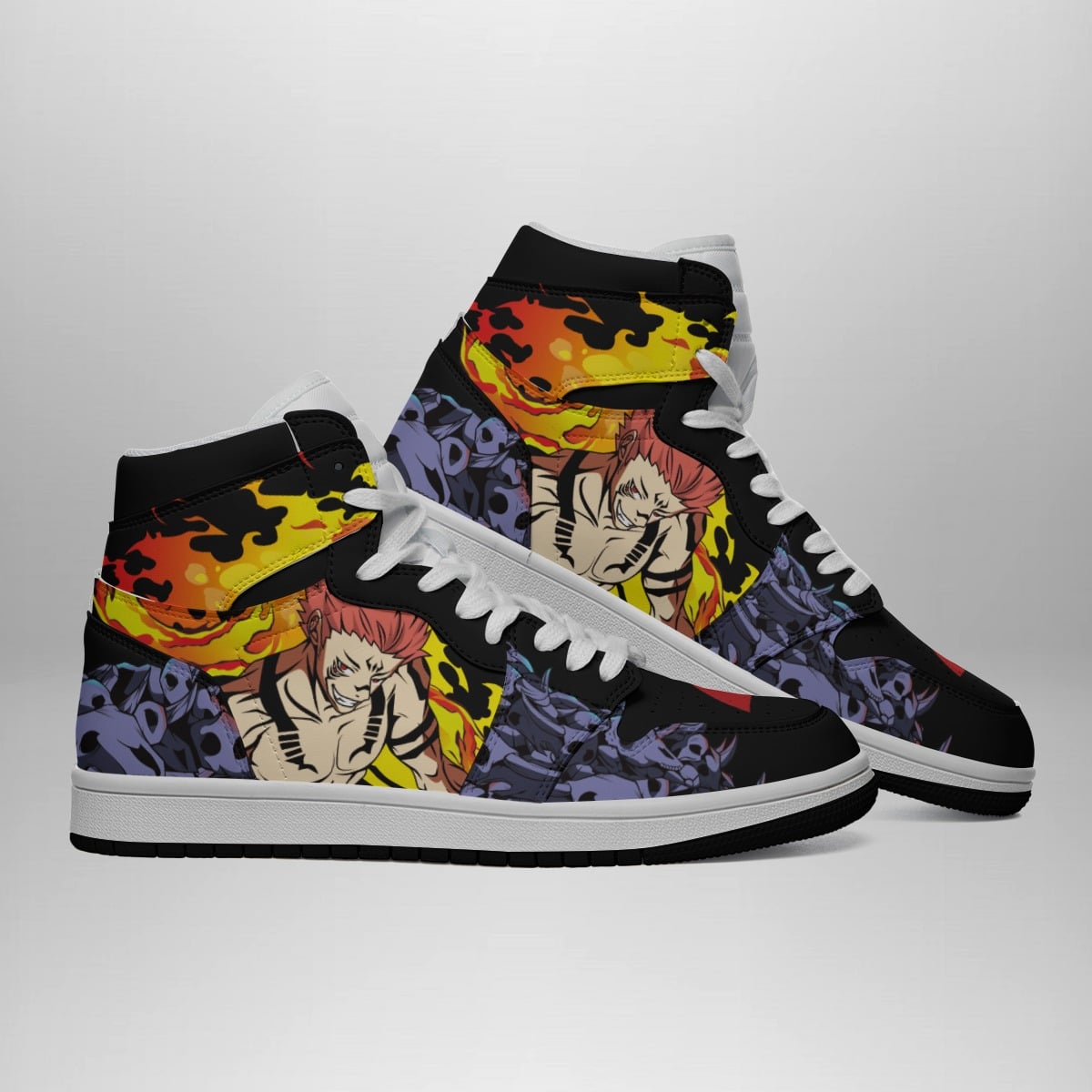 Sukuna King of Curses Basketball Shoes - Jujutsu Kaisen Shonen Mid Top Style Sneakers