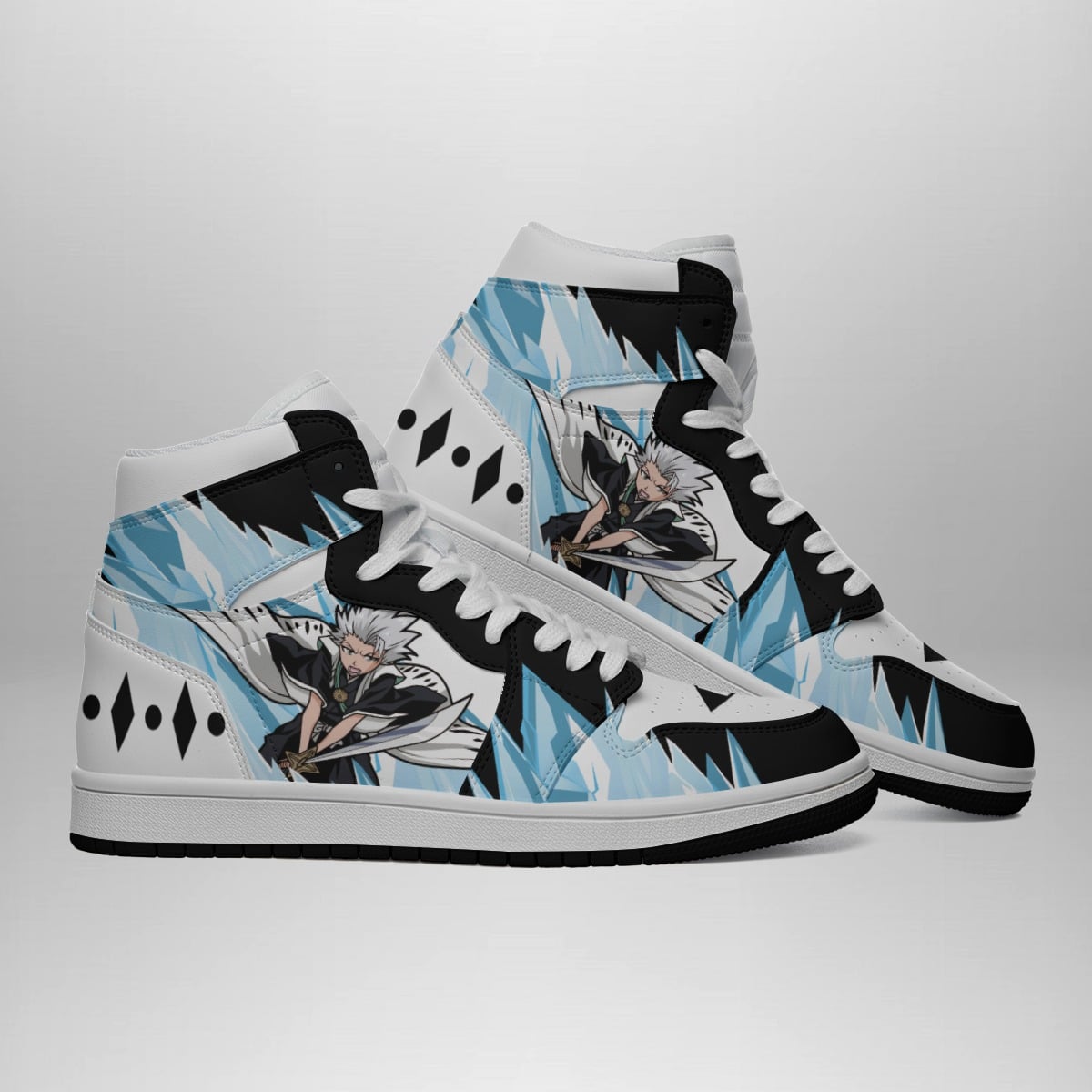 Toshiro Hitsugaya Dragon Bleach Anime Inspired Mid Top 1 Basketball Shoes for Fans