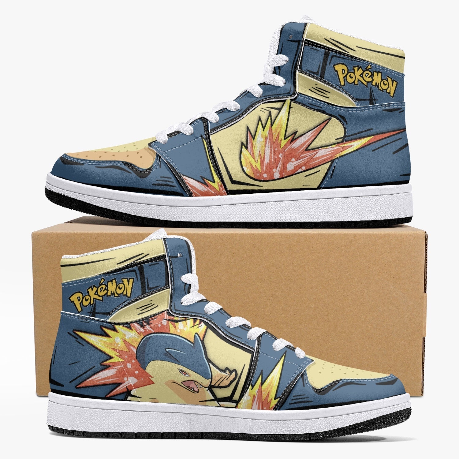 Typhlosion Pokemon Mid 1 Basketball Shoes