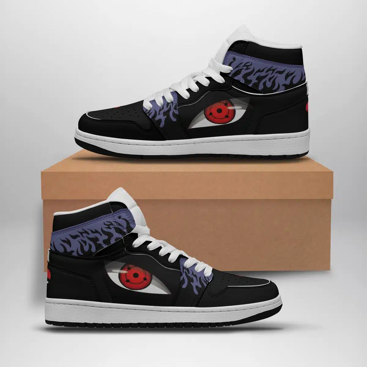 Uchiha Symbol Shippuden Naruto Basketball Shoes for Anime Fans - Mid 1 Style