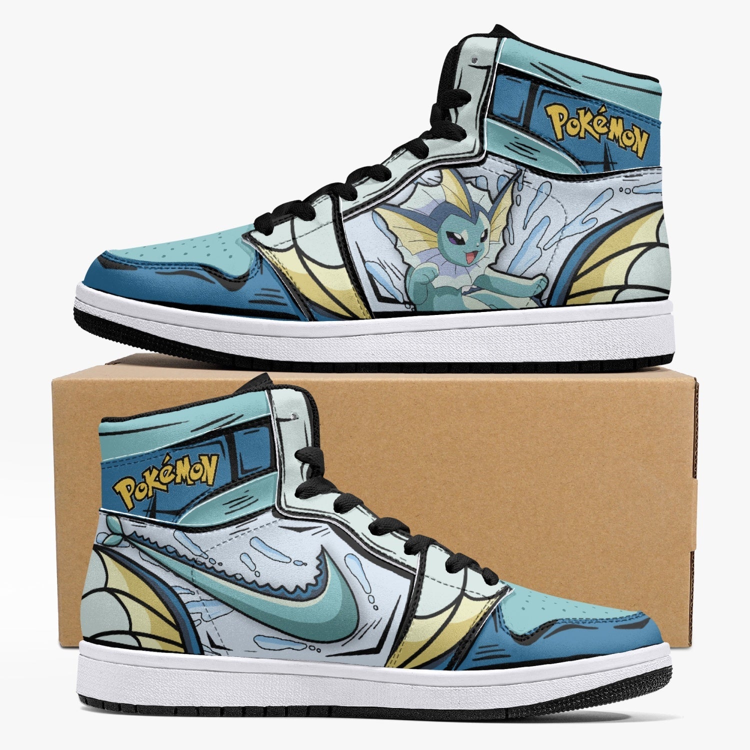 Vaporeon Pokemon Mid 1 Basketball Shoes