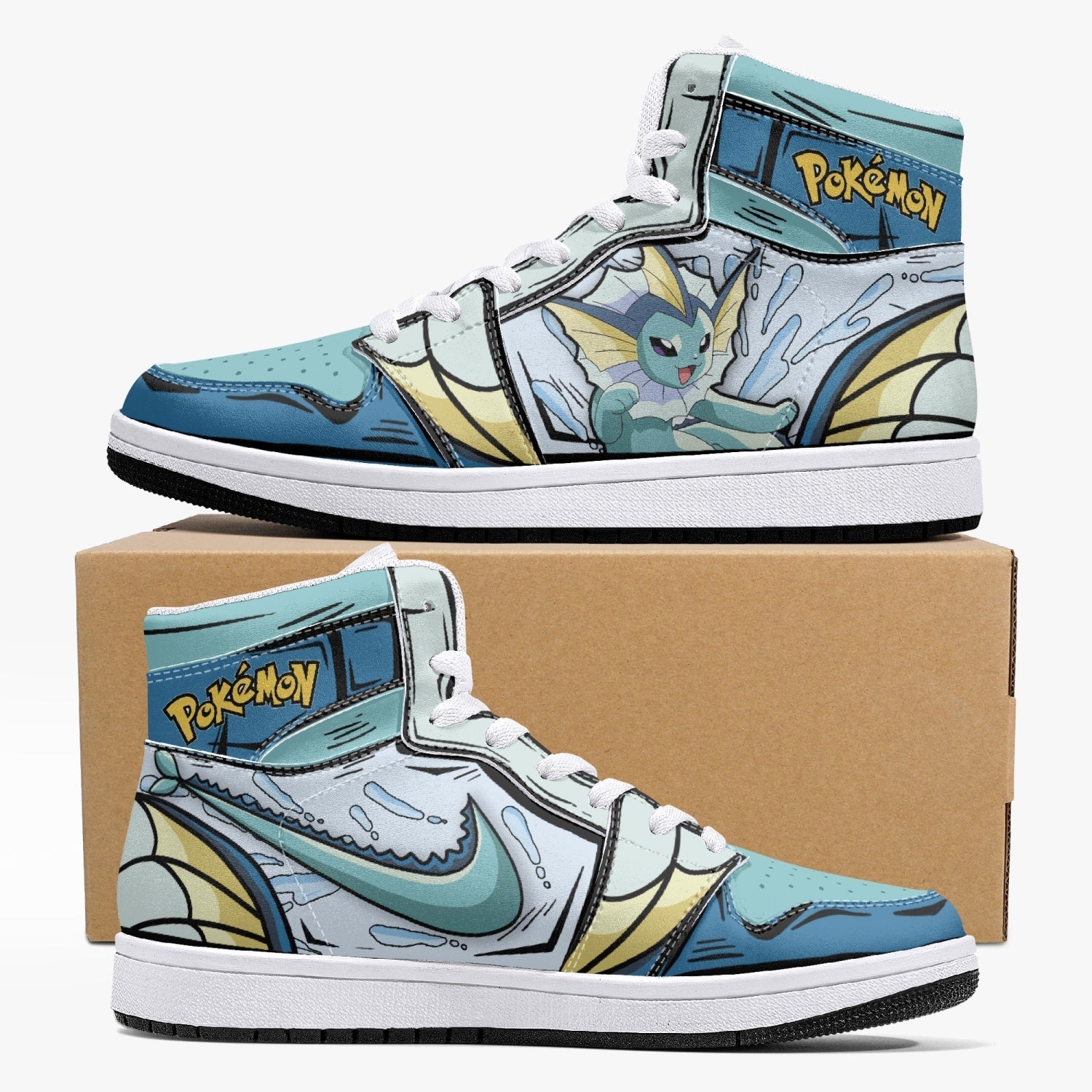 Vaporeon Pokemon Mid 1 Basketball Shoes