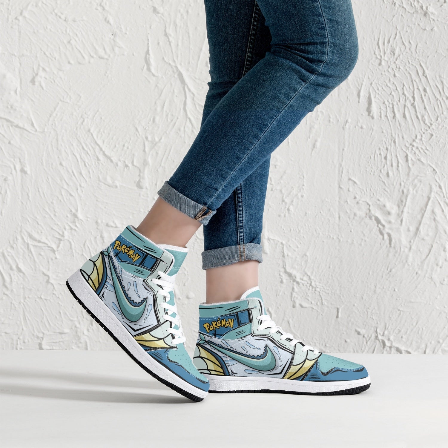 Vaporeon Pokemon Mid 1 Basketball Shoes