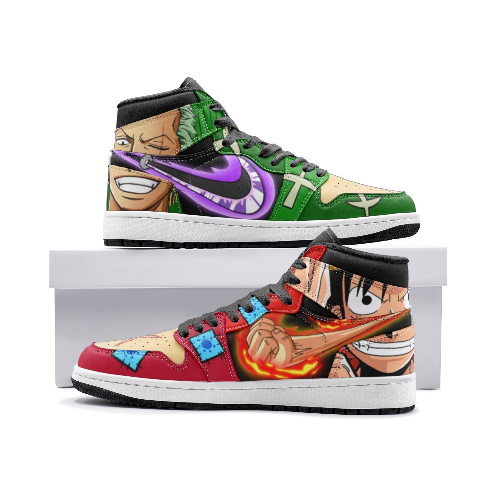 Zoro and Luffy One Piece Mid 1 Basketball Shoes