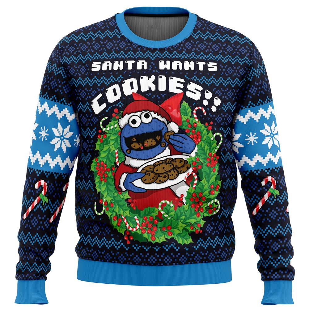 Santa's Cookies Cookie Monster Ugly Christmas Sweater