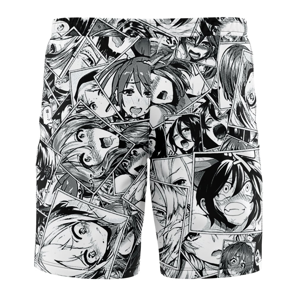 Ahegao Manga Collage Board Shorts Swim Trunks
