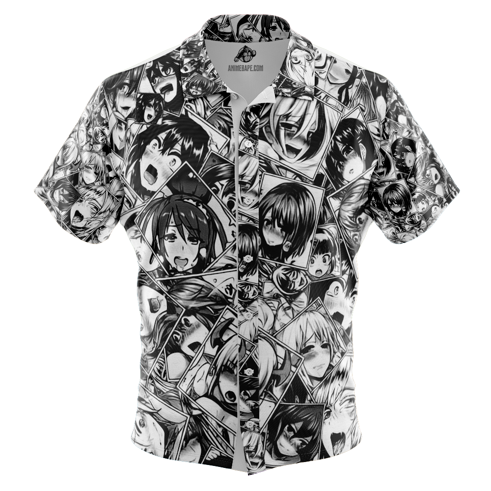 Ahegao Manga Collage Button Up Hawaiian Shirt v2 826467-1