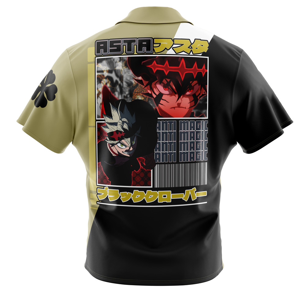 Asta Black Clover Button Up Hawaiian Shirt