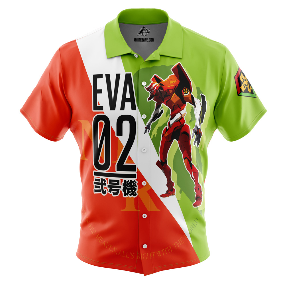 Asuka Langley Sohryu x Eva 02 Neon Genesis Evangelion Button Up Hawaiian Shirt