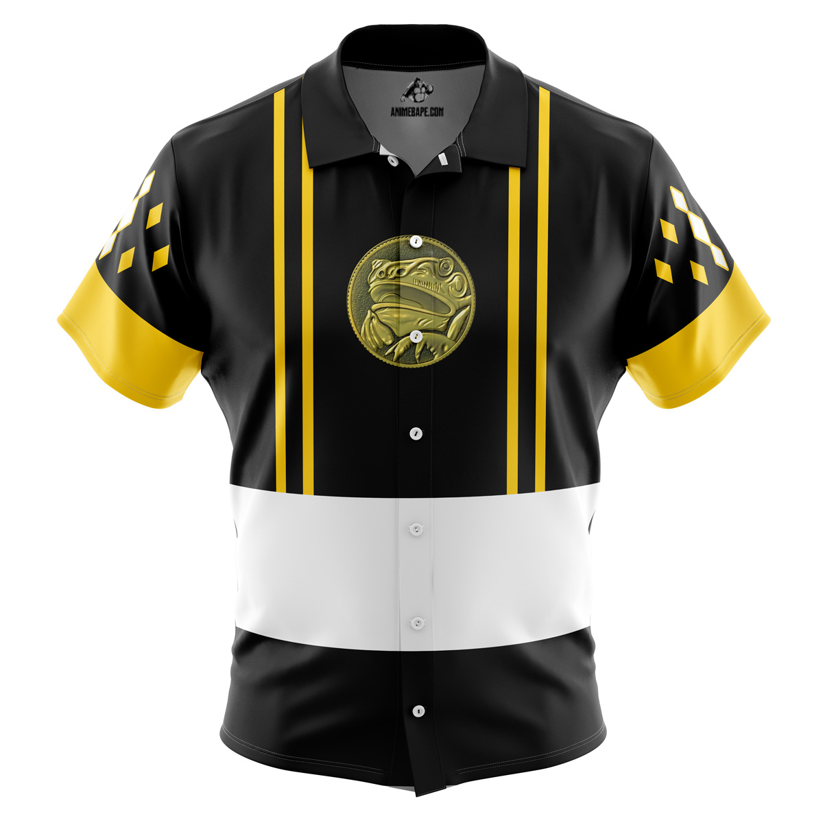 Black Ranger Ninjetti Mighty Morphin Power Rangers Button Up Hawaiian Shirt