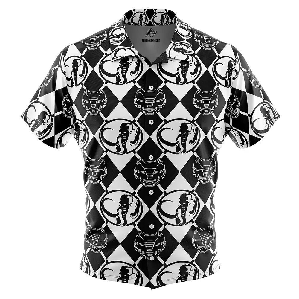 Black Ranger Pattern Power Rangers Button Up Hawaiian Shirt