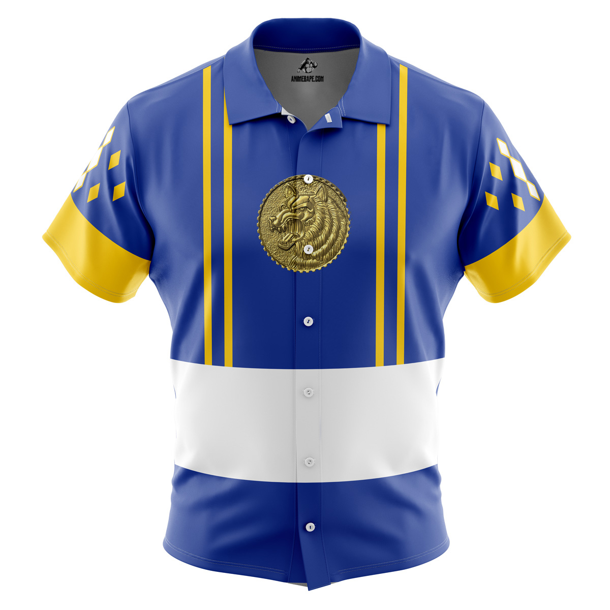 Blue Ranger Ninjetti Mighty Morphin Power Rangers Button Up Hawaiian Shirt