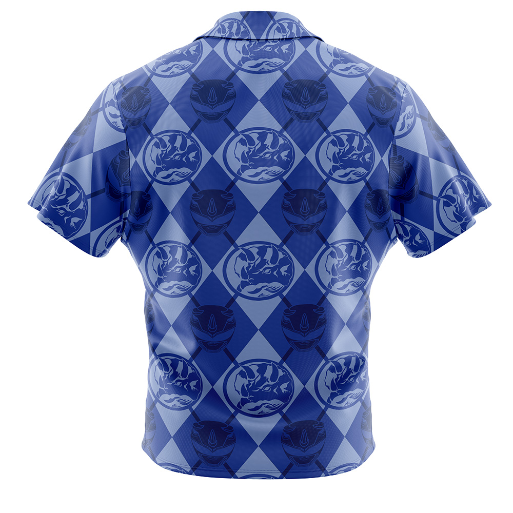 Blue Ranger Pattern Power Rangers Button Up Hawaiian Shirt
