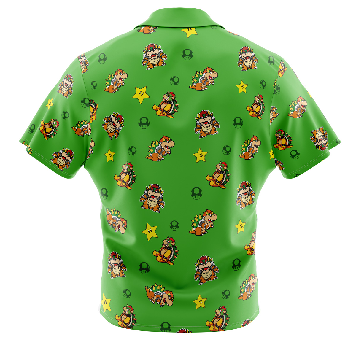 Bowser Pattern Mario Bros Button Up Hawaiian Shirt