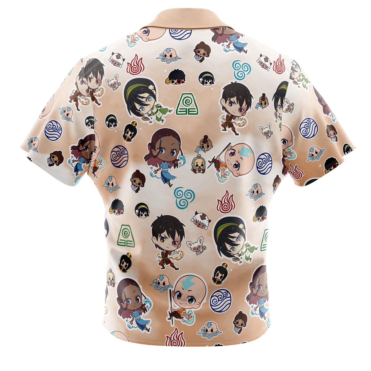 Chibi Avatar Airbender Pattern Button Up Hawaiian Shirt