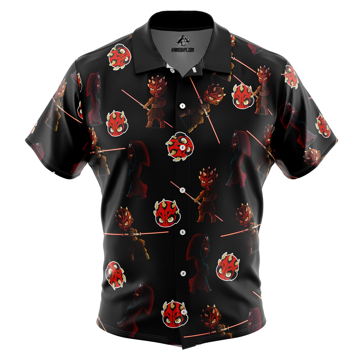 Chibi Darth Maul Pattern Star Wars Pattern Button Up Hawaiian Shirt