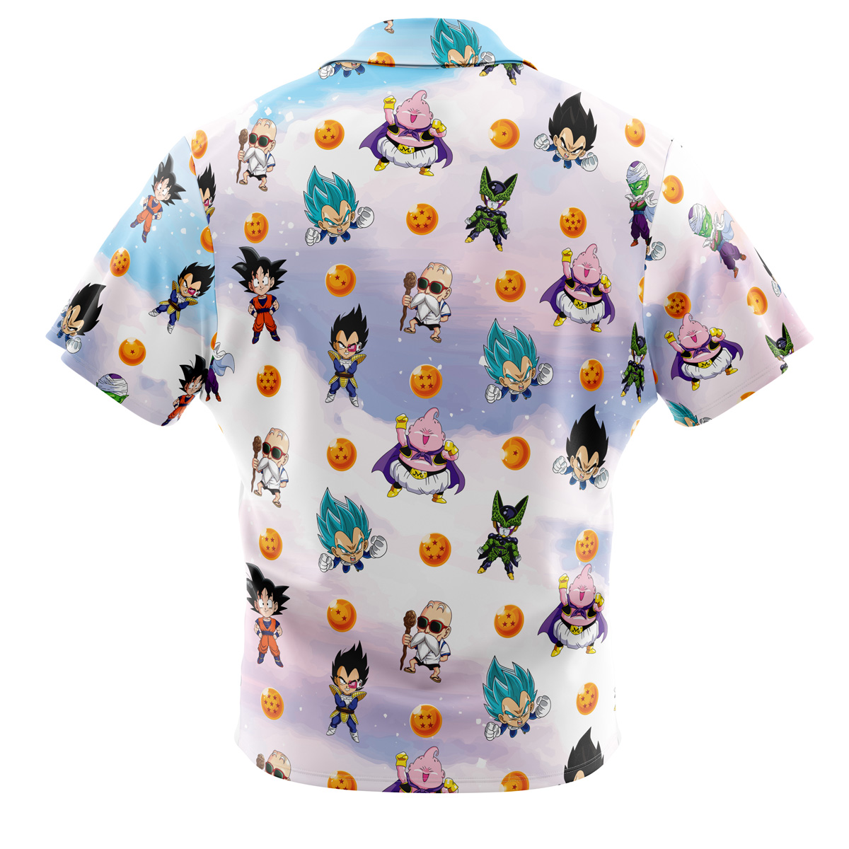 Chibi DBZ Characters Pattern Button Up Hawaiian Shirt