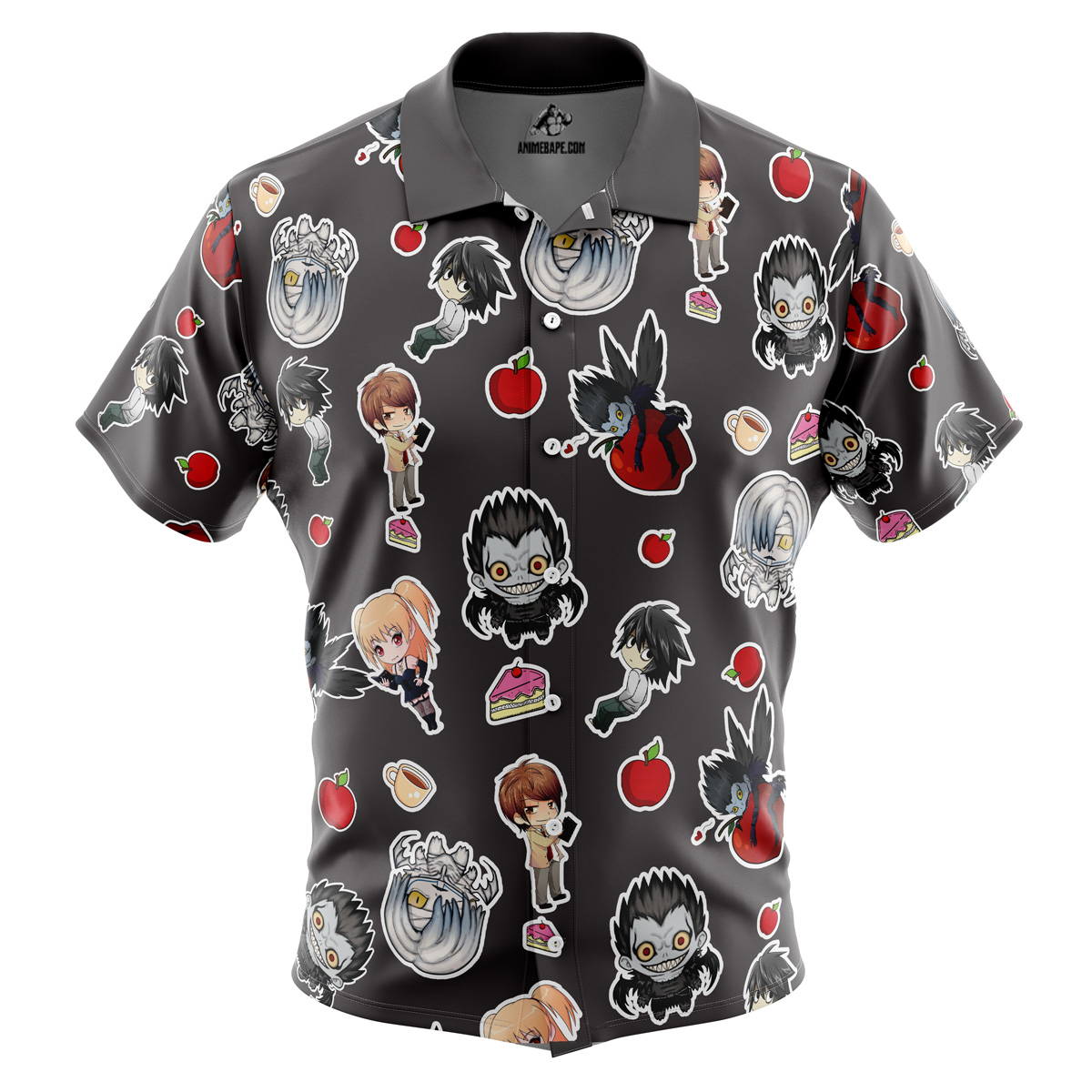 Chibi Death Note Pattern Button Up Hawaiian Shirt