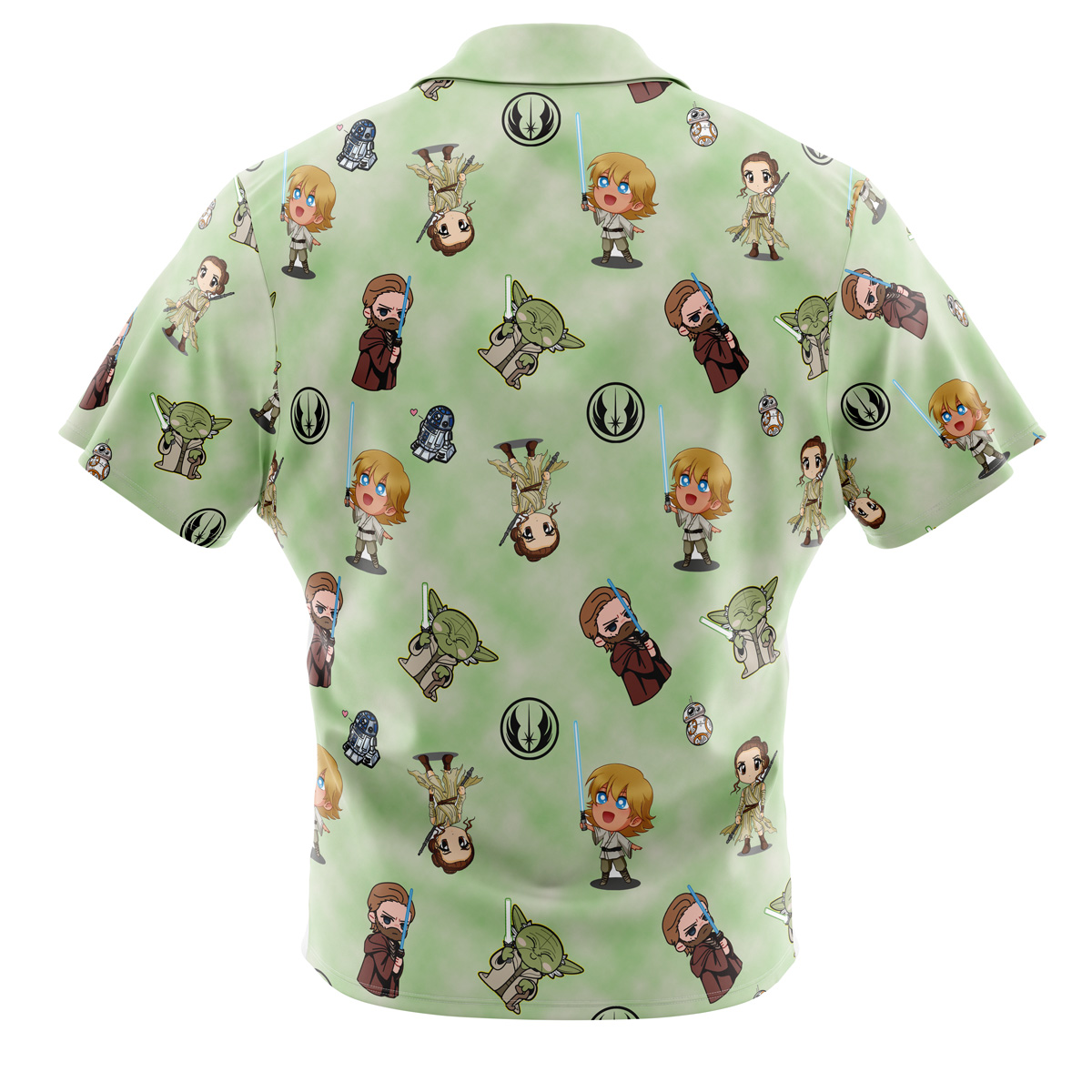 Chibi Jedi Masters Pattern Star Wars Pattern Button Up Hawaiian Shirt