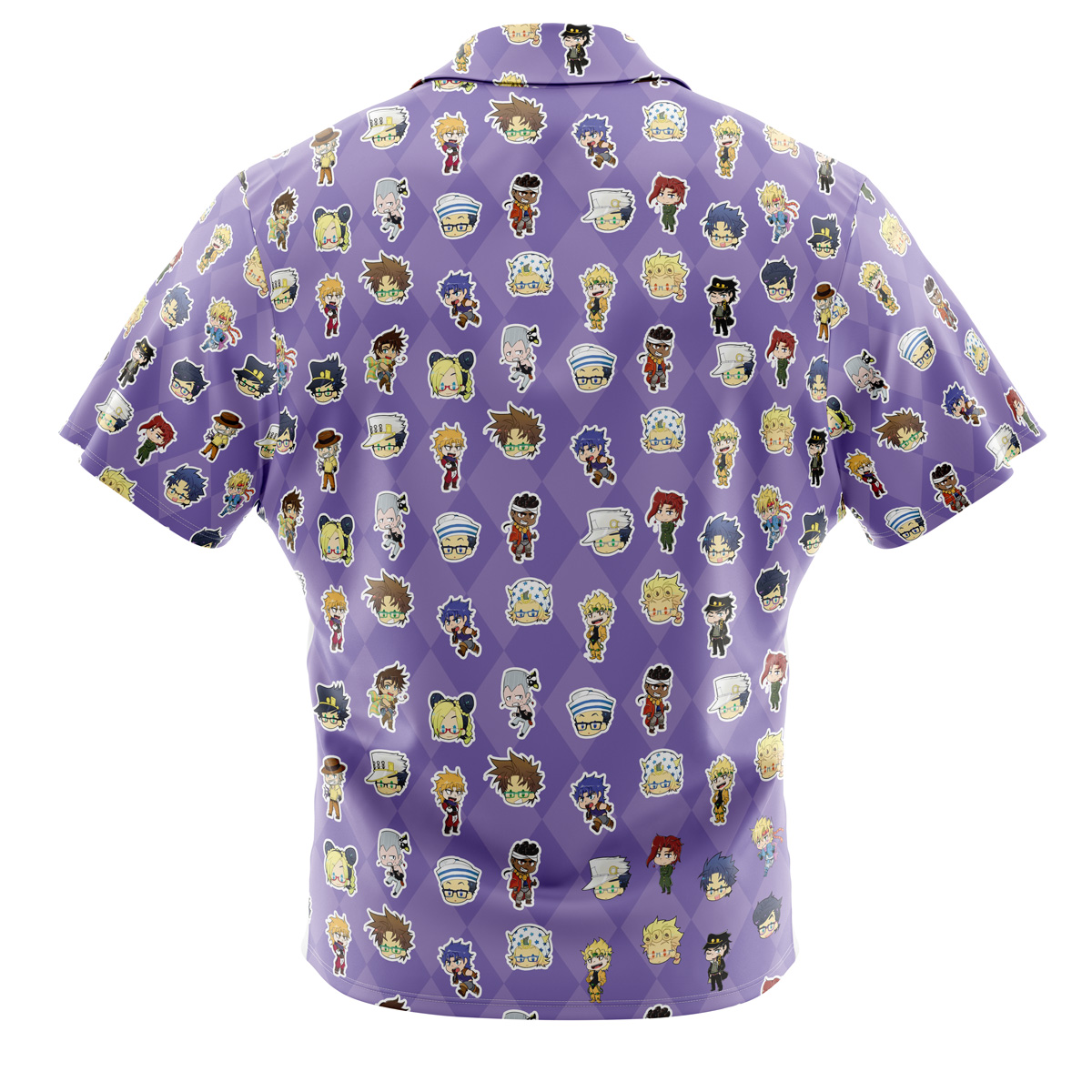 Chibi Jojo’s Bizarre Adventure Characters Pattern Button Up Hawaiian Shirt