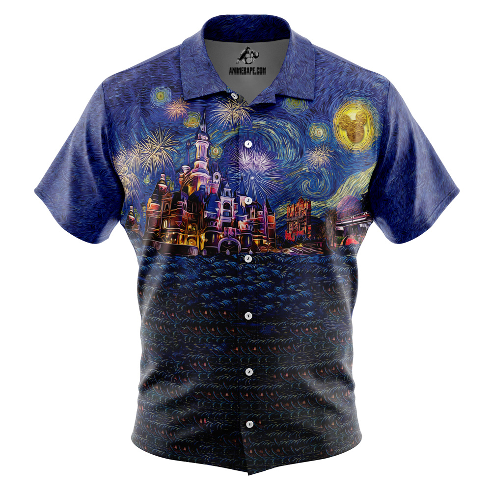 Disneyland Starry Night Button Up Hawaiian Shirt