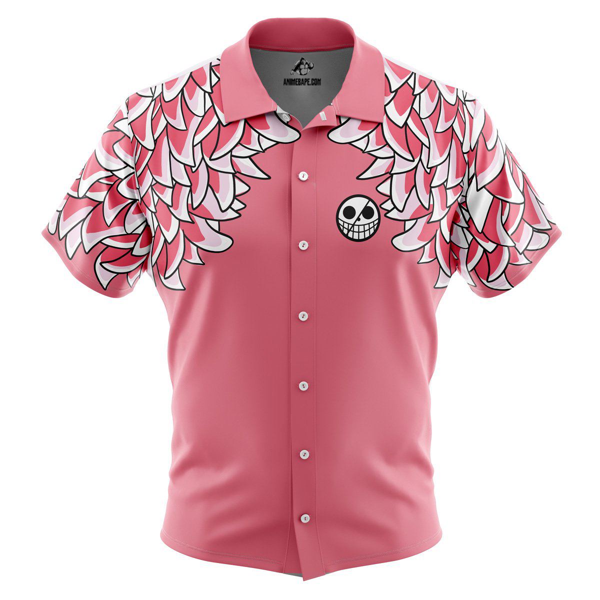 Doflamingo Pattern One Piece Pirates Button Up Hawaiian Shirt