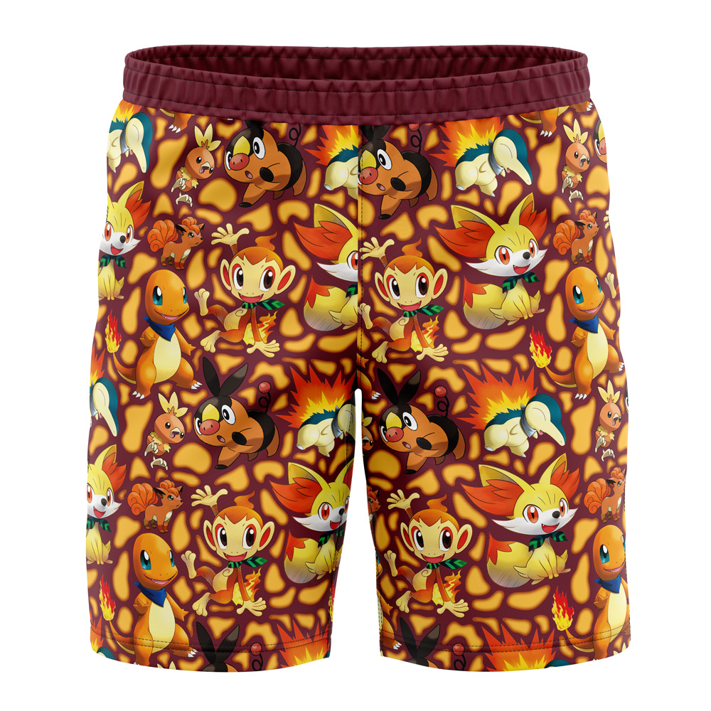 Fire Type Starters Pokemon Board Shorts Swim Trunks