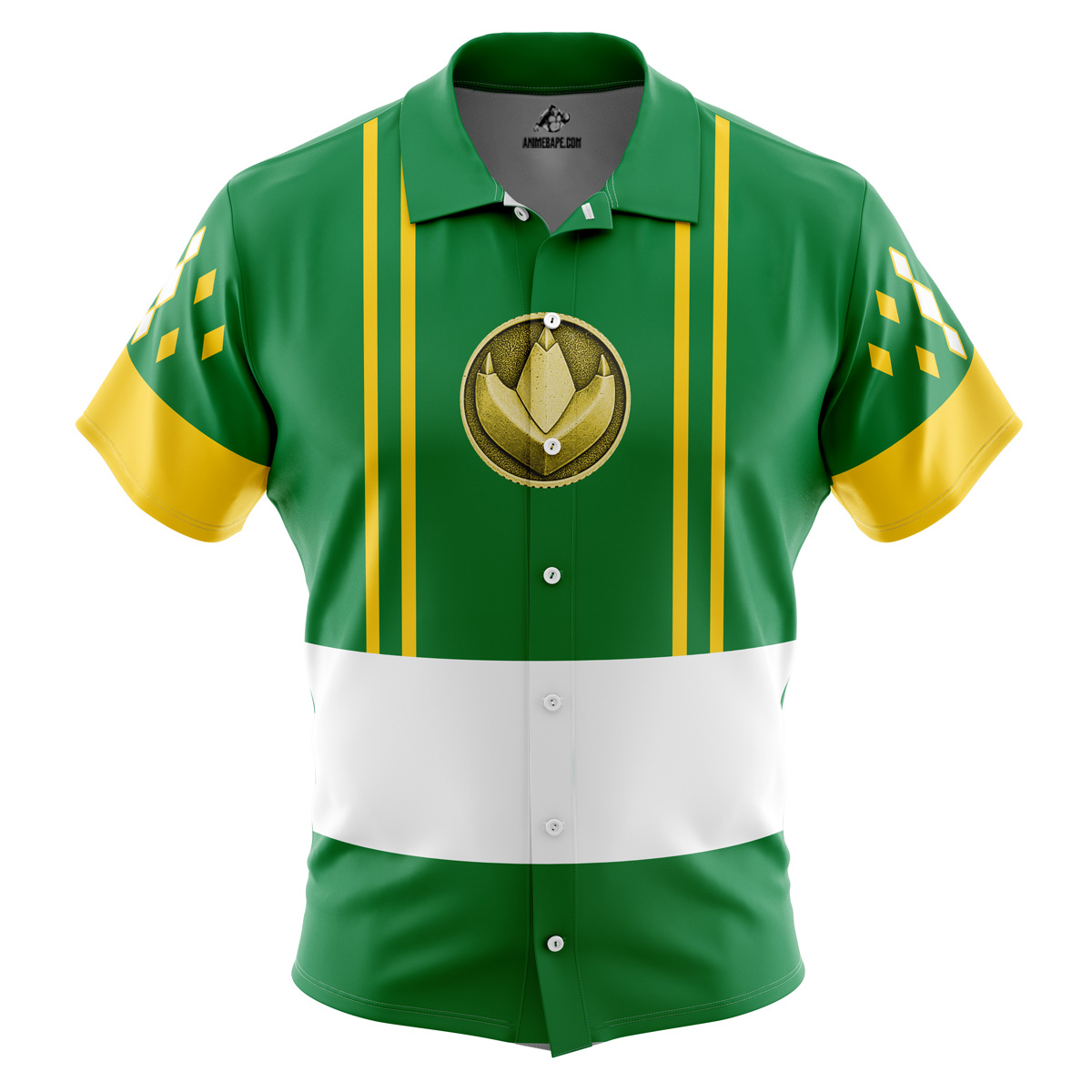 Green Ranger Ninjetti Mighty Morphin Power Rangers Button Up Hawaiian Shirt