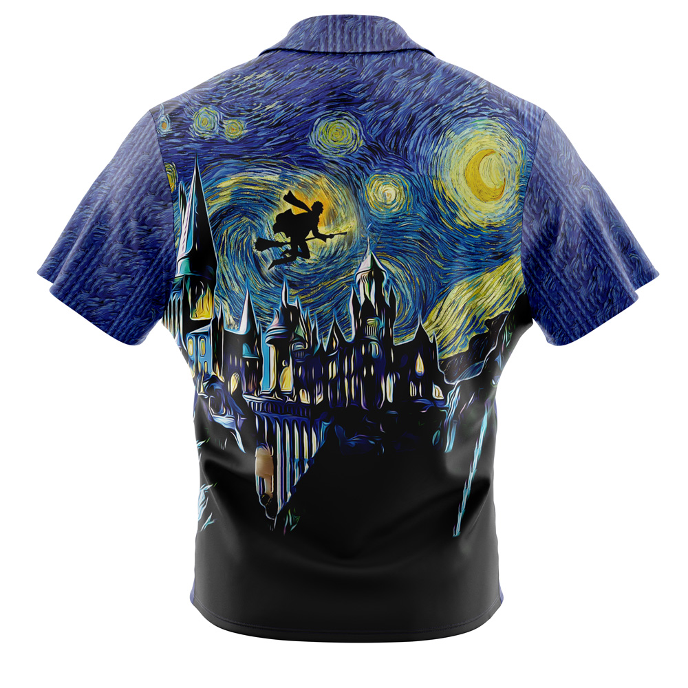 Harry Potter Starry Night Hogwarts Button Up Hawaiian Shirt