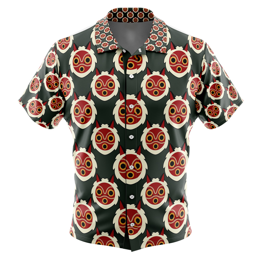 Hime's Mask Princess Mononoke Button Up Hawaiian Shirt