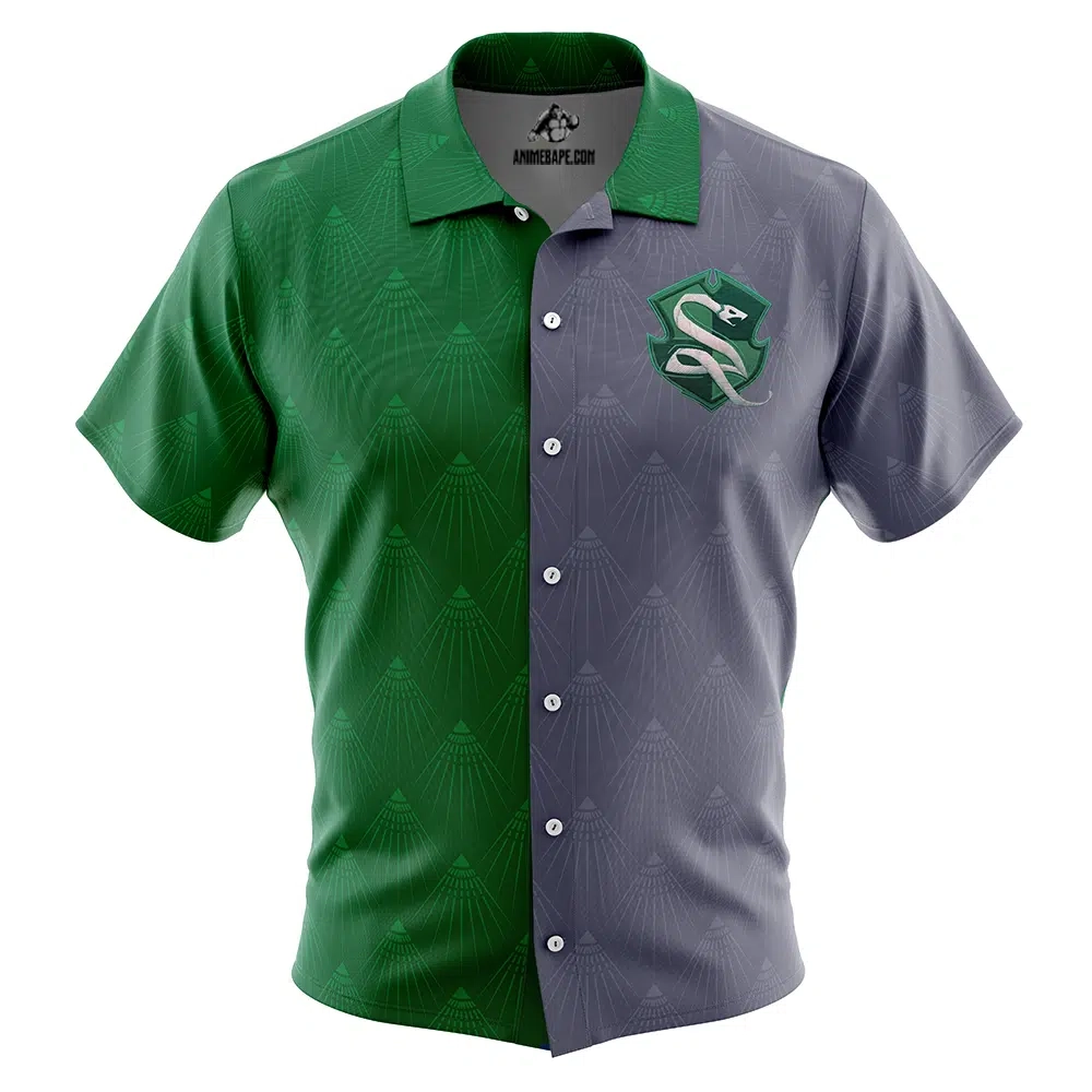 Hogwarts Legacy Slytherin Badge Harry Potter Button Up Hawaiian Shirt