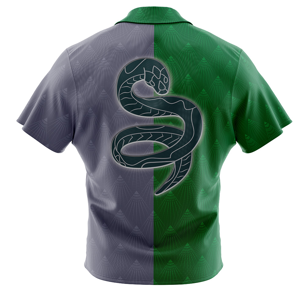 Hogwarts Legacy Slytherin Badge Harry Potter Button Up Hawaiian Shirt