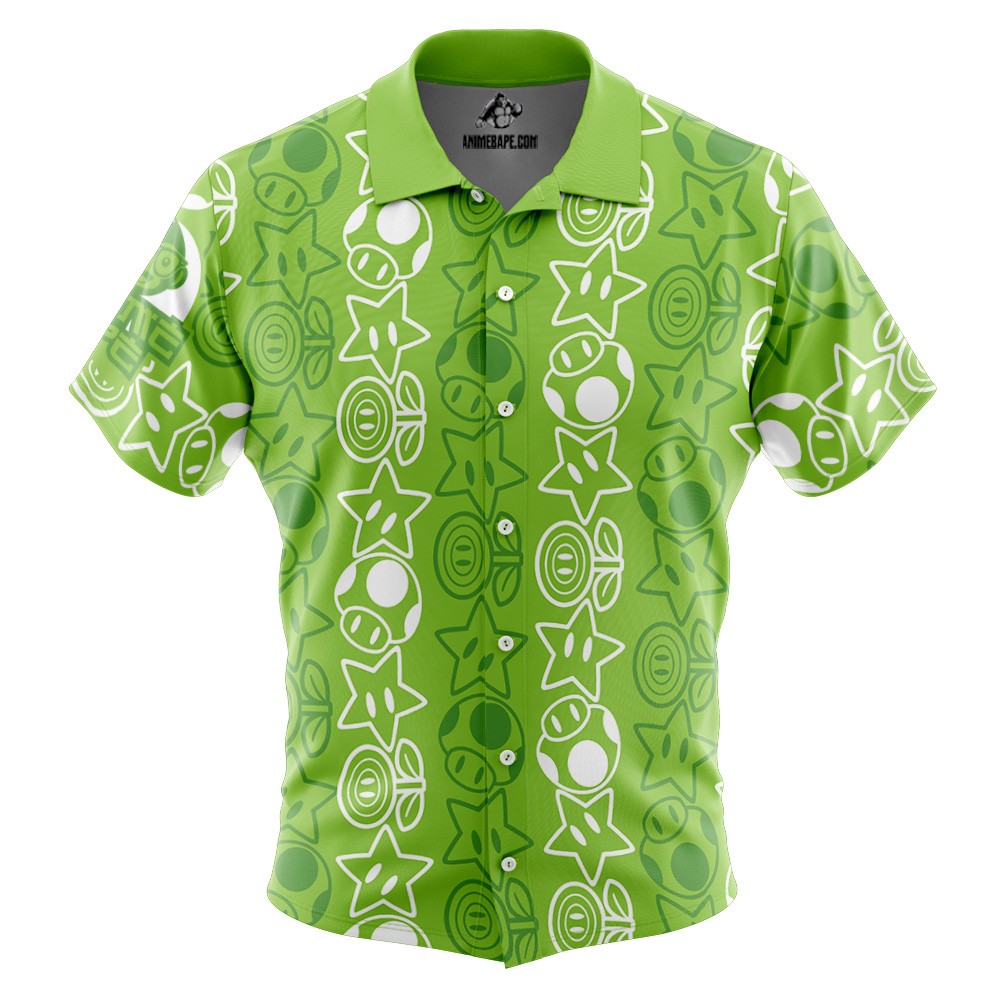 Holiday Getup Luigi Mario Bros Button Up Hawaiian Shirt
