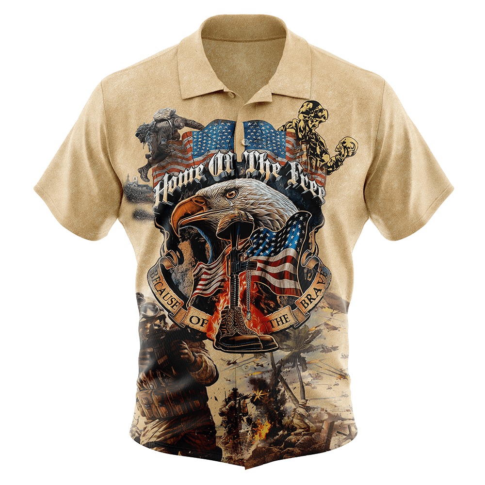Home of The Free Button Up Hawaiian Shirt 826467-3