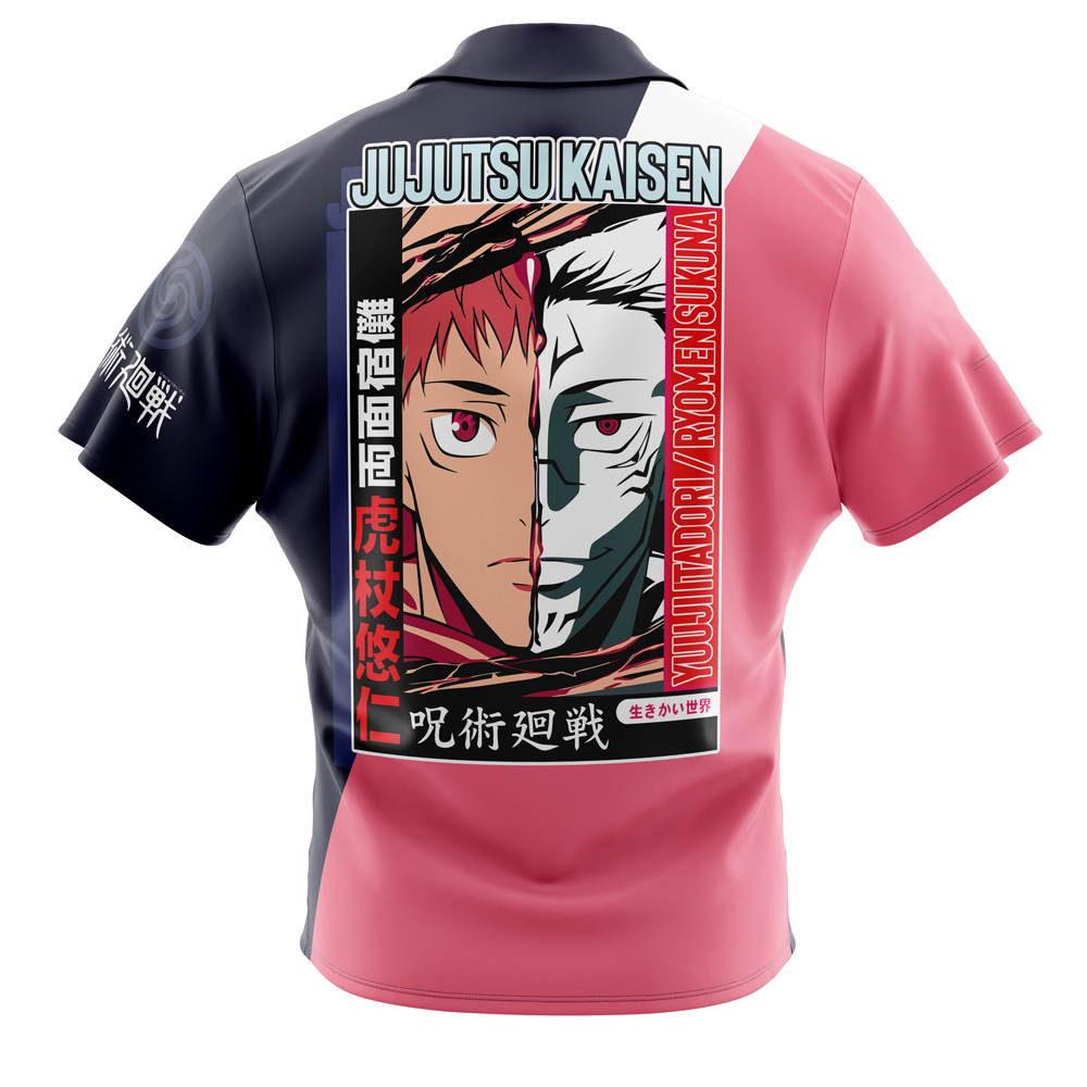 Itadori Yuuji x Ryomen Sukuna Jujutsu Kaisen Button Up Hawaiian Shirt