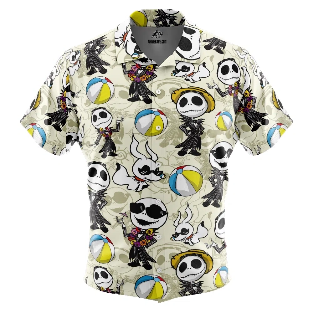 Jack Skellington Summer Vacation The Night Before Christmas Button Up Hawaiian Shirt