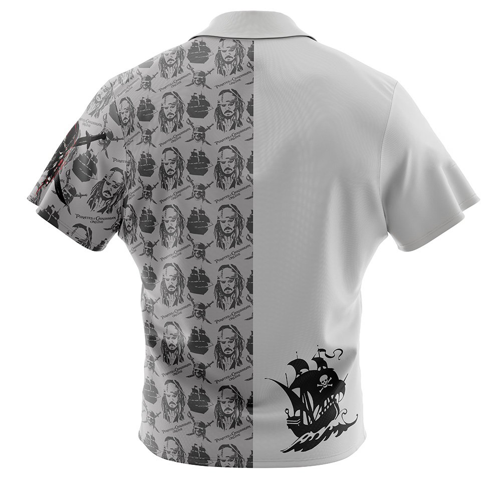 Jack Sparrow Pirates of the Caribbean Button Up Hawaiian Shirt