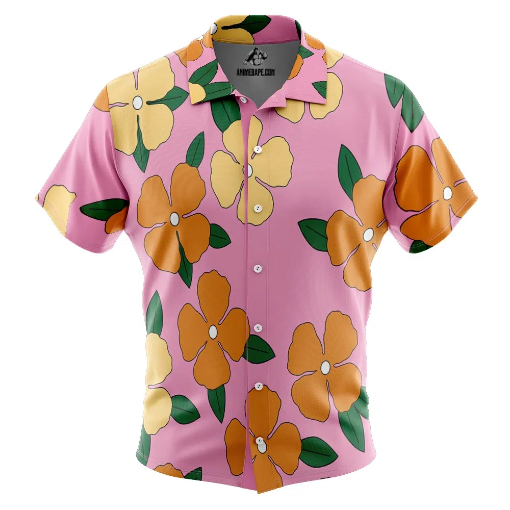 Jinbe Egghead Island One Piece Pirates Button Up Hawaiian Shirt