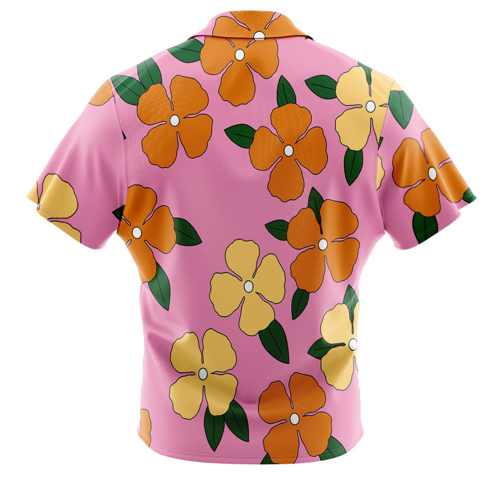 Jinbe Egghead Island One Piece Pirates Button Up Hawaiian Shirt