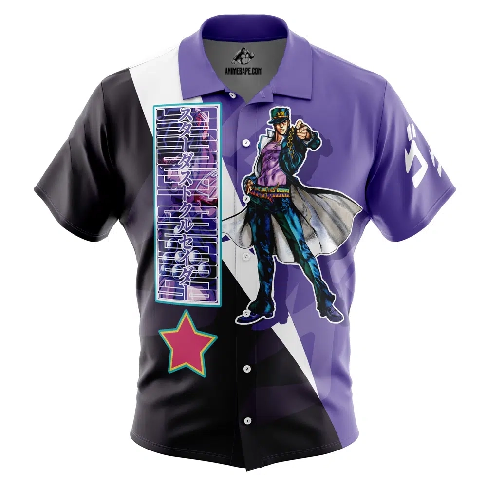 Jotaro Kujo Jojo's Bizarre Adventure Button Up Hawaiian Shirt 471411