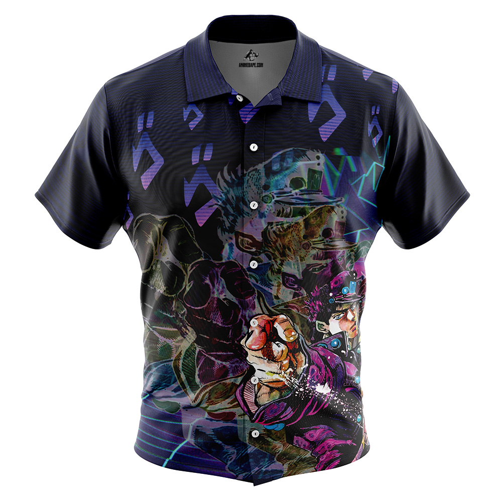 Kujo Jotaro Jojo's Bizarre Adventure Button Up Hawaiian Shirt