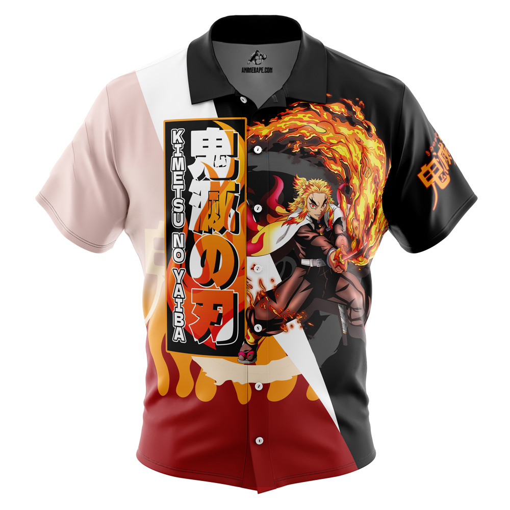 Kyojuro Rengoku Demon Slayer v2 Button Up Hawaiian Shirt