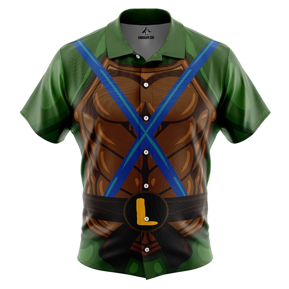 Leonardo Teenage Mutant Ninja Turtles Button Up Hawaiian Shirt