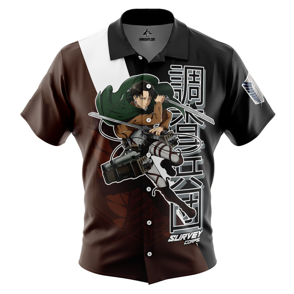 Levi Ackerman x Beast Titan Attack on Titan Button Up Hawaiian Shirt
