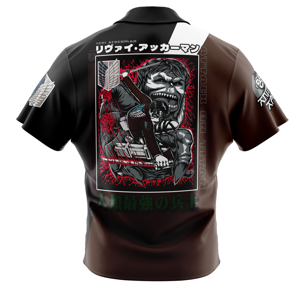 Levi Ackerman x Beast Titan Attack on Titan Button Up Hawaiian Shirt