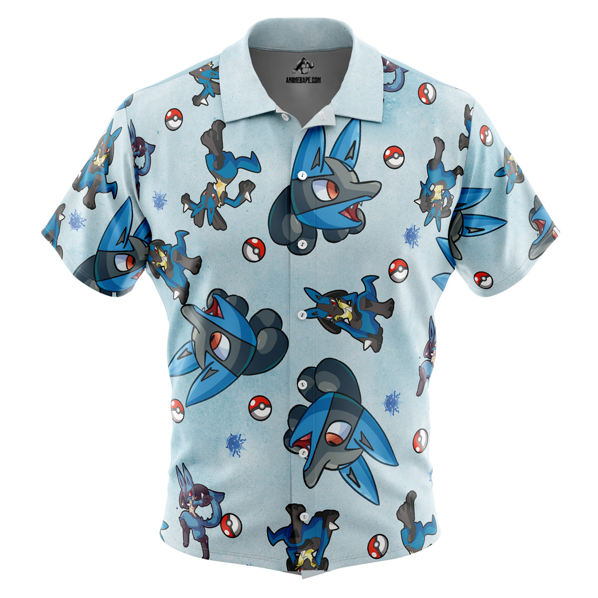 Lucario Pattern Pokemon Button Up Hawaiian Shirt
