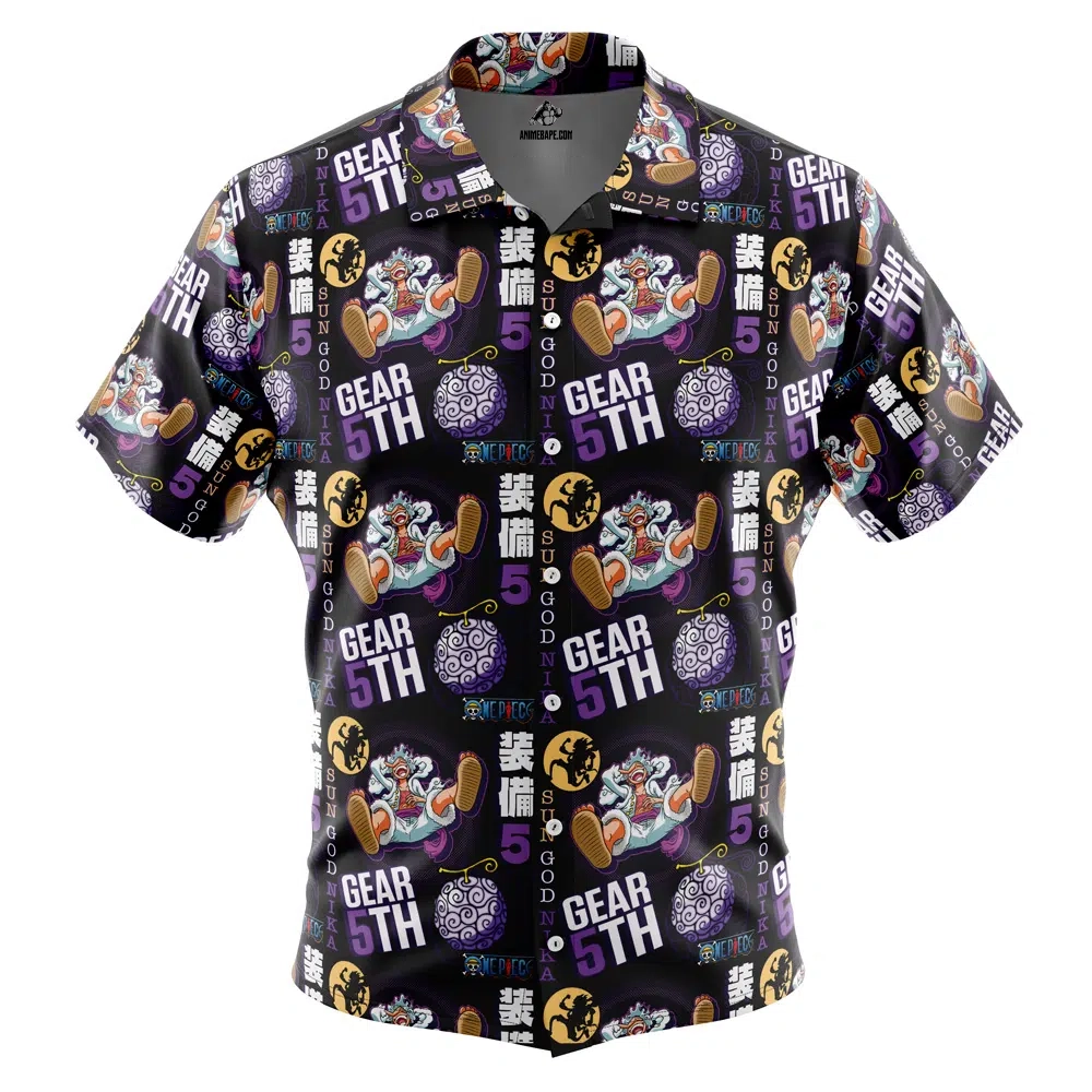 Luffy Gear 5 Sun God Nika V2 One Piece Pirates Button Up Hawaiian Shirt